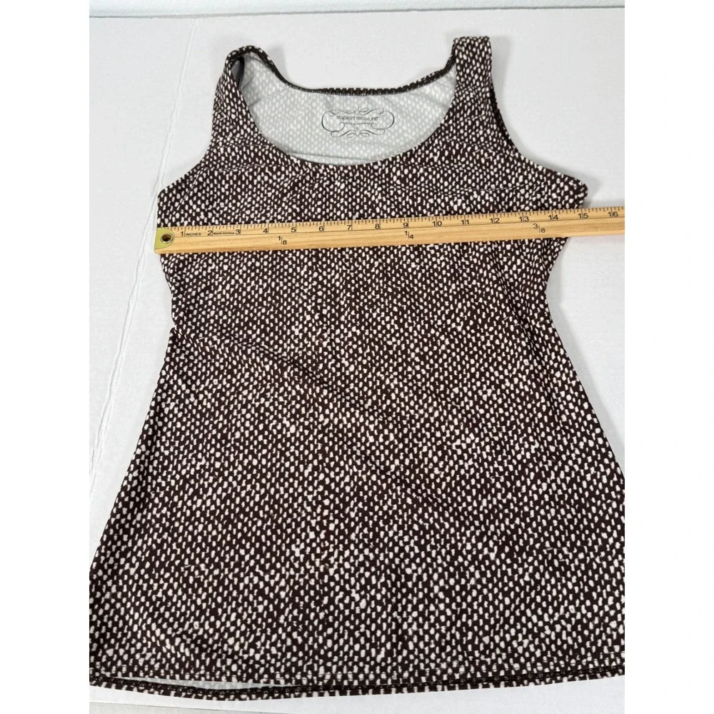 Tapemeasure Womens Brown White Dot Print Tank Top Large Athletic Workout